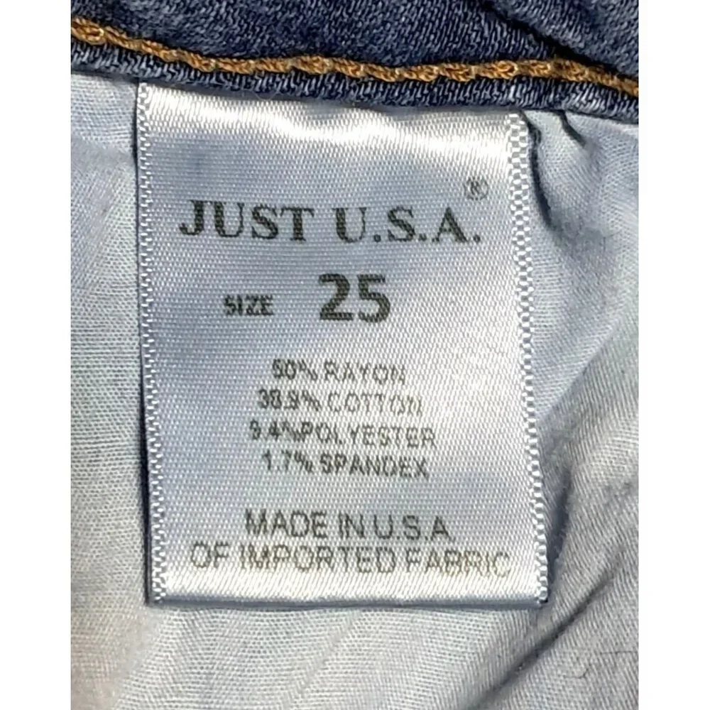 Just USA‎ Womens Skinny Fit Mid-Rise Blue Denim Jeans Sz 25 USA Grunge